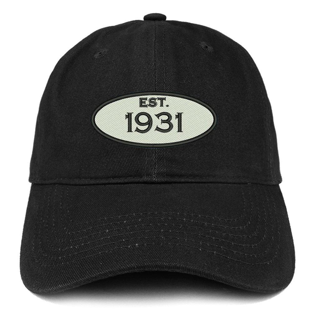 Trendy Apparel ShopEstablished 1931 Embroidered 93rd Birthday Gift Soft Crown Cotton Cap