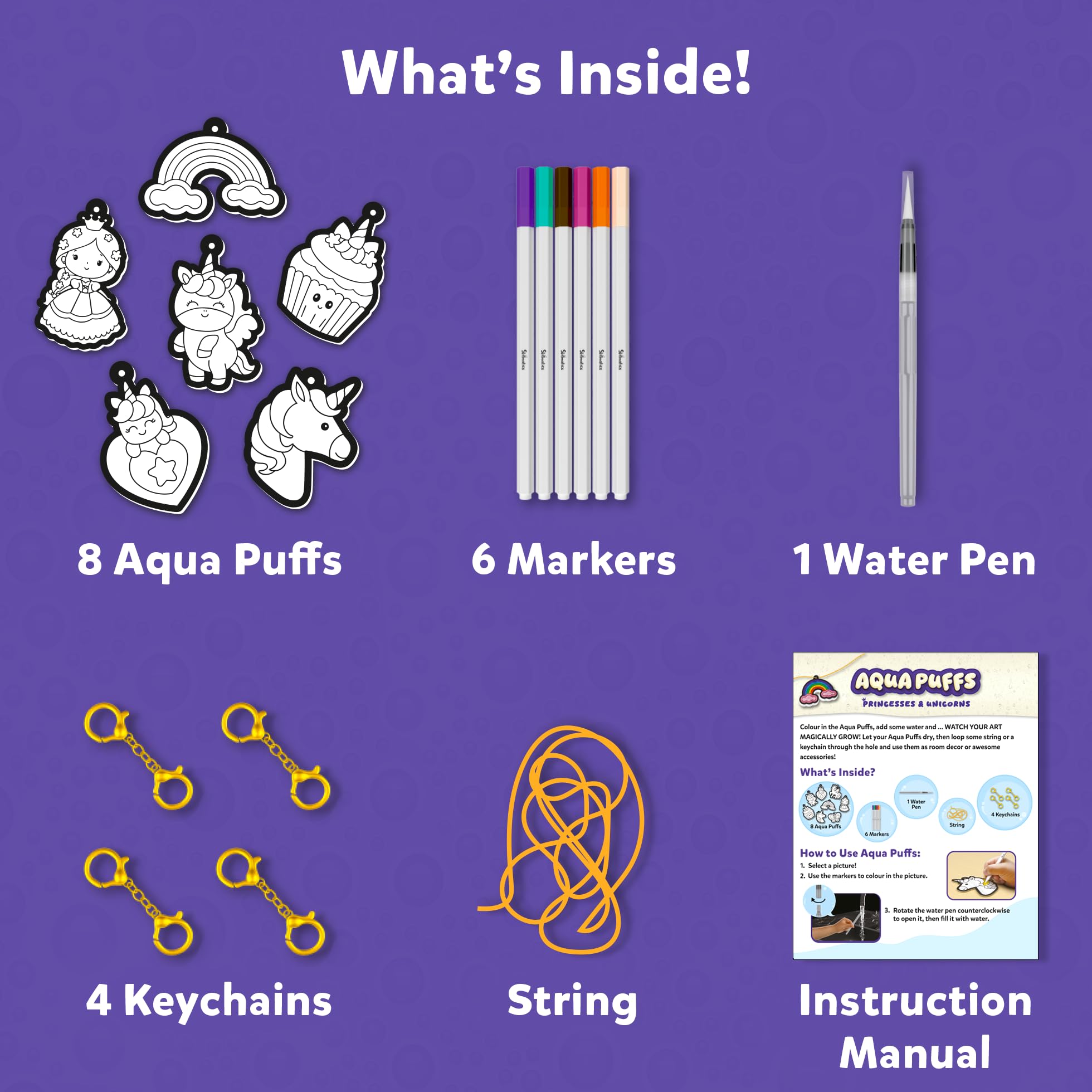 Skillmatics 3D Art Kit - Aqua Puffs Princesses & Unicorns, Mess-Free Painting Craft for Kids, DIY Colour & Inflate Activity, Travel Toys & Creative Gifts for Girls & Boys Ages 4, 5, 6, 7, 8, 9, 10 - Image 5 thumbnail