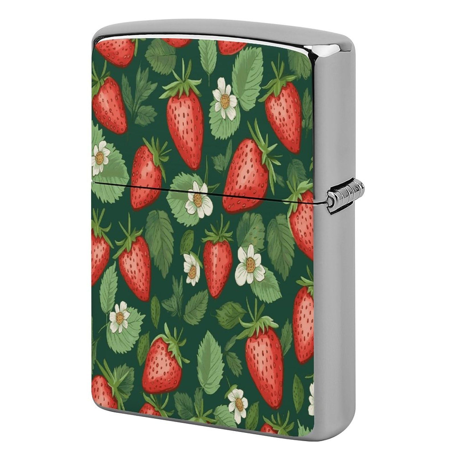 Fekiloot Style Fresh Strawberries And Leaves Lighter Case Cover Lighter Holder