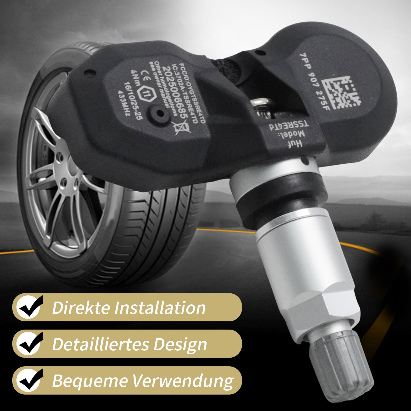 7PP907275F 4PCS TPMS sensores de presión de neumáticos, repuesto para Porsche 991.1 MK1 2016, repuesto para Phaeton a partir de 2008, repuesto para Porsche 981 Cayman Boxster