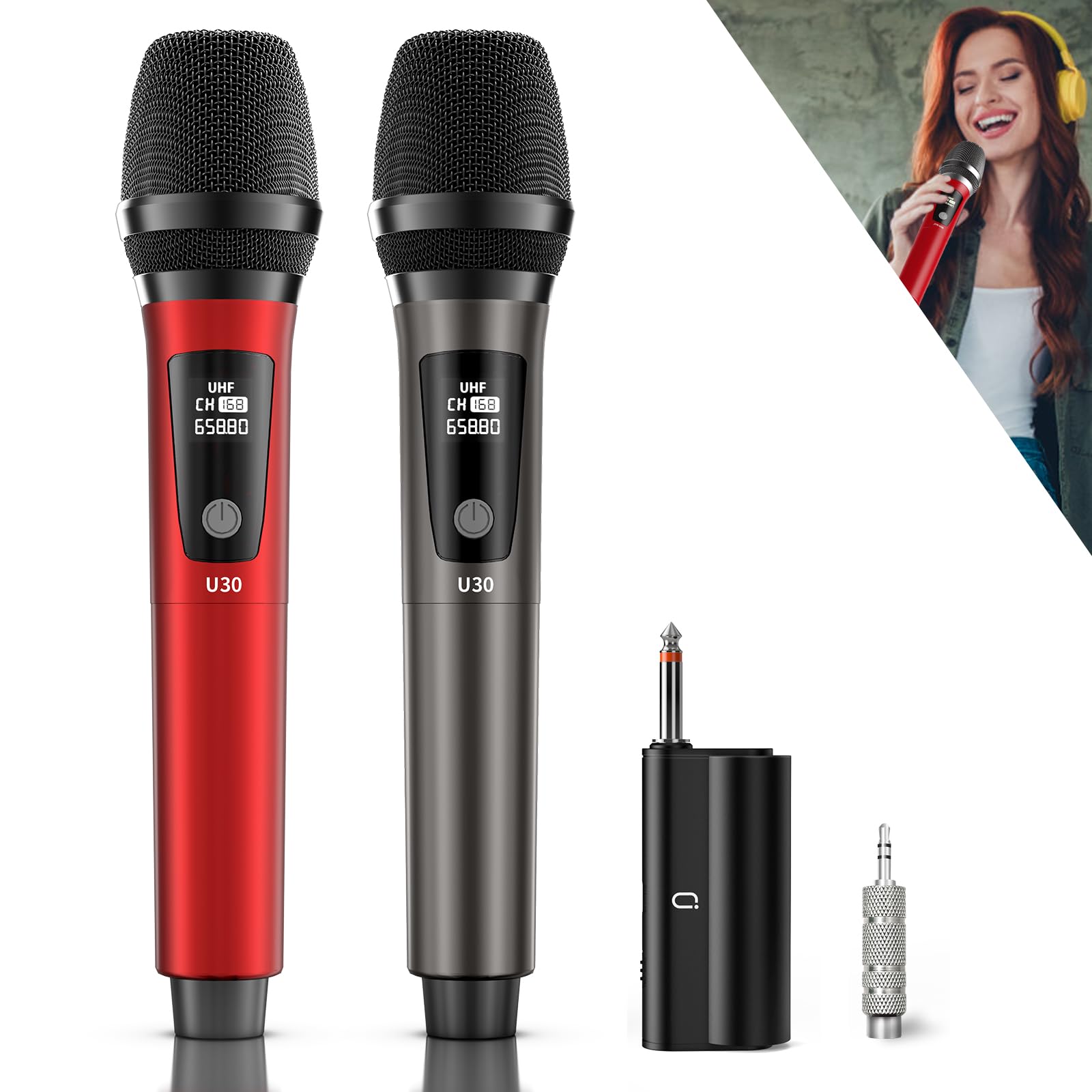 ●InI / FAKIN JAX プロモシングル　ミドル JYX Microfones Sem Fio, Microfone Dinâmico de Mão UHF Duplo com