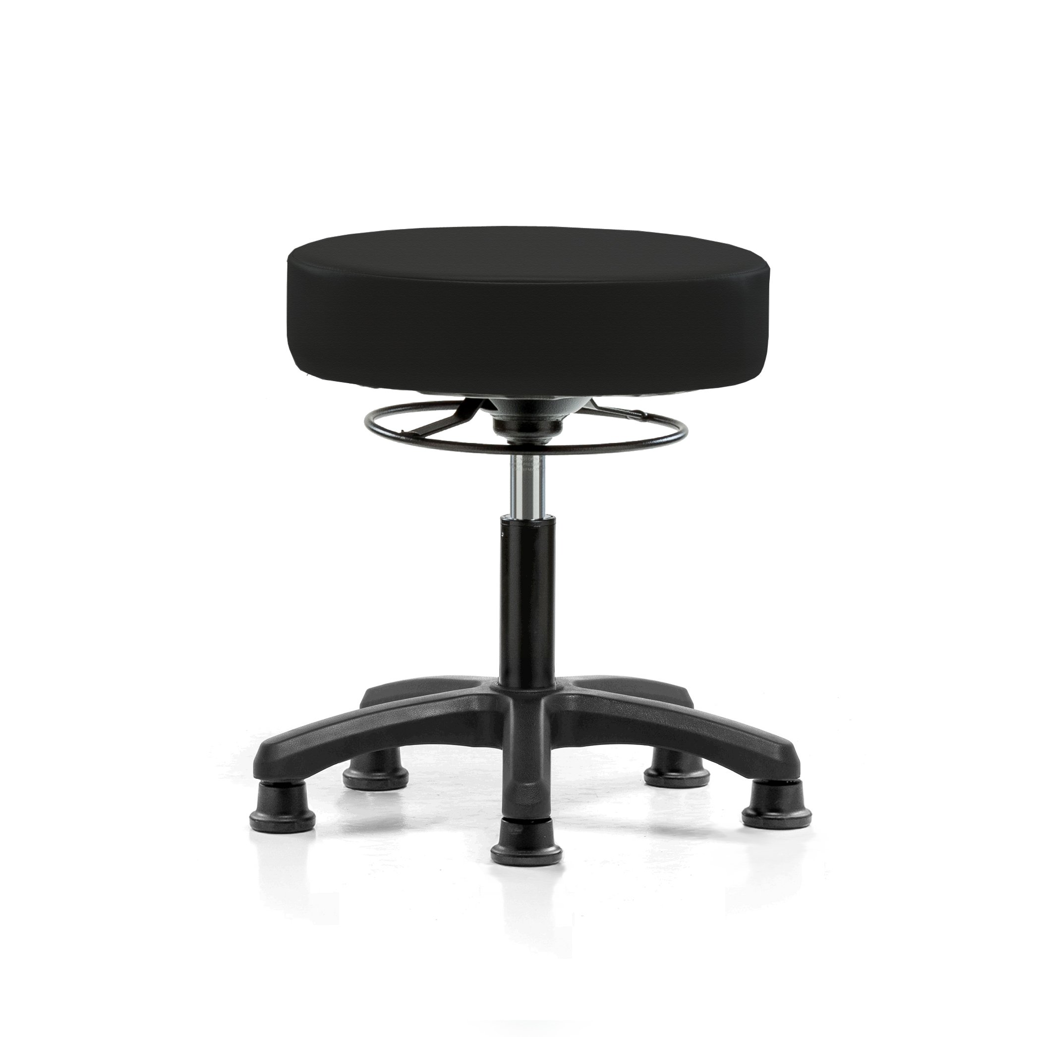 Perch Lab Stool, Glides, 18-23", Black Fabric