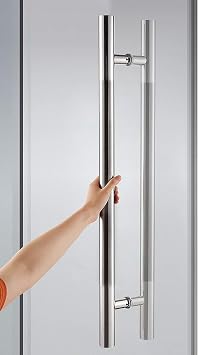 Door Handle1 Pair of Office Glass Door Handles, Upgraded Version of Thick Stainless Steel Round Tube Sliding Door Handle/barn Door Handle, 8 Sizes Size 120 * 80cm