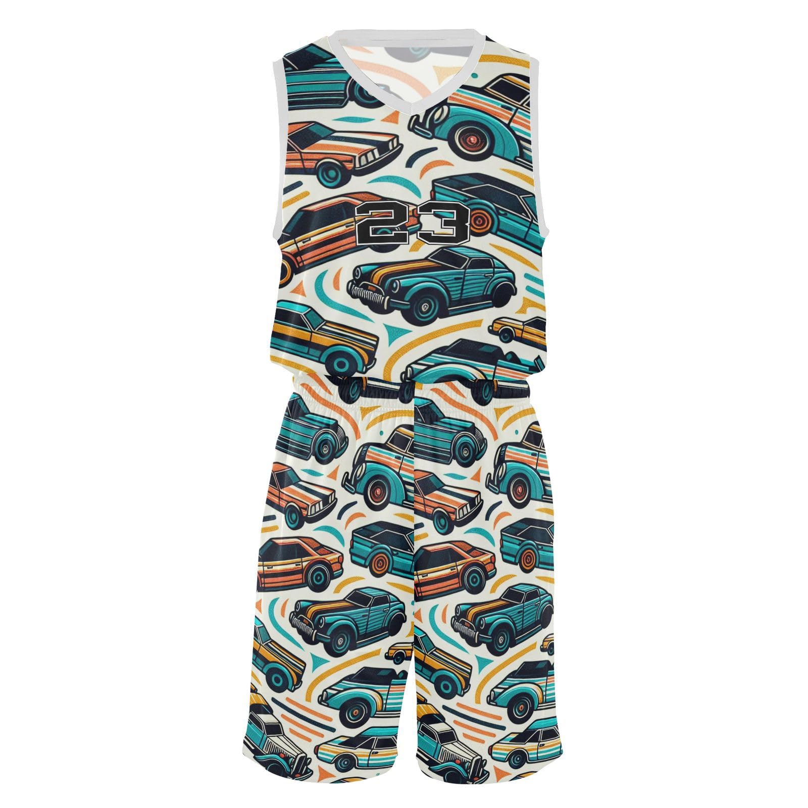 FLildon Cool Cars Boys Basketball Jersey Set Tank Top Shorts Tracksuit Sport Training Suit for Kids, XXL