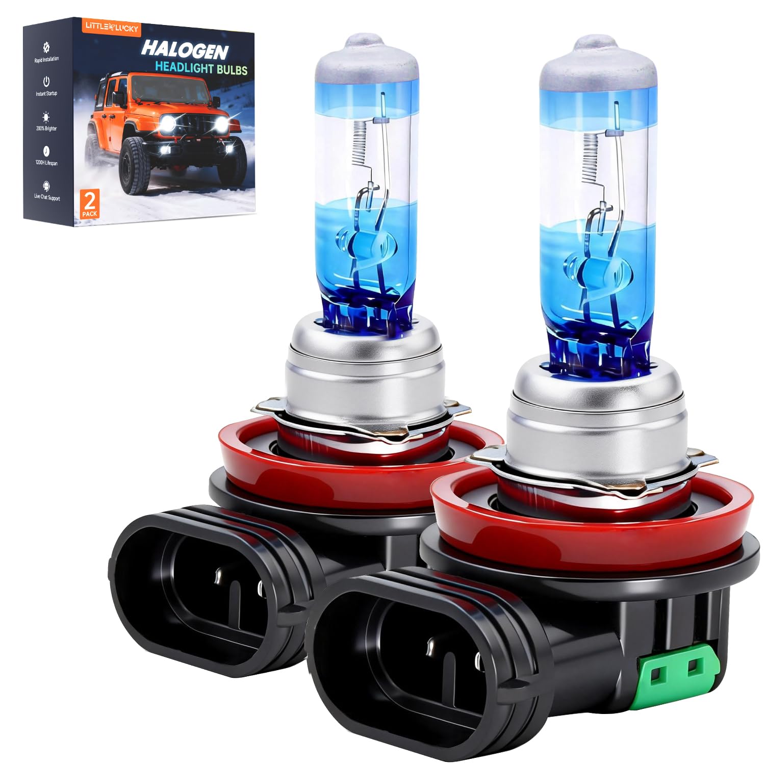littlelucky 9005/HB3 Halogen Bulbs, 3800k Warm White Light, 300% Brighter, High Performance 12V/60W Halogen Light for High/Low Beam Replacement Bulb, 1200H Lifespan, Plug&Play 2 Pack — view 10