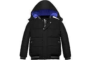 Boys' Water-Resistant Puffer Jacket with Removable Hood