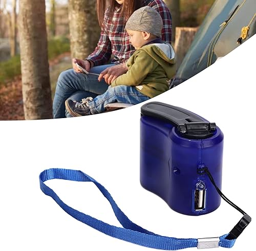 Miniatura 9 de Cargador de teléfono USB de manivela portátil cargador USB para senderismo al aire libre camping cargador de emergencia (azul)