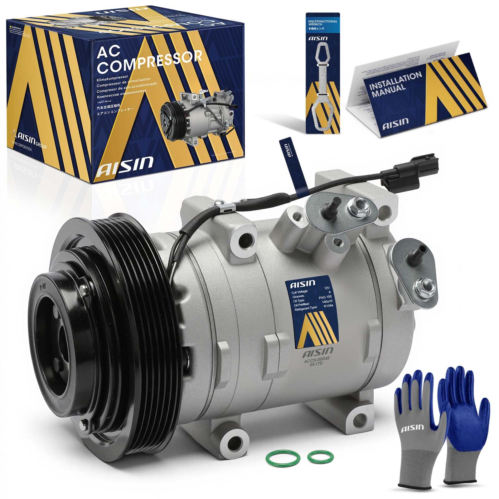 Photo 1 of AISIN AFTERMARKET ACCH-00045 Air Conditioner AC Compressor - Compatible with Honda Accord 2008-2012, Crosstour 2012-2015, Acura RDX 2013-2015, TL 2009-2014, TSX 2010-2014 - 2.0L 3.5L