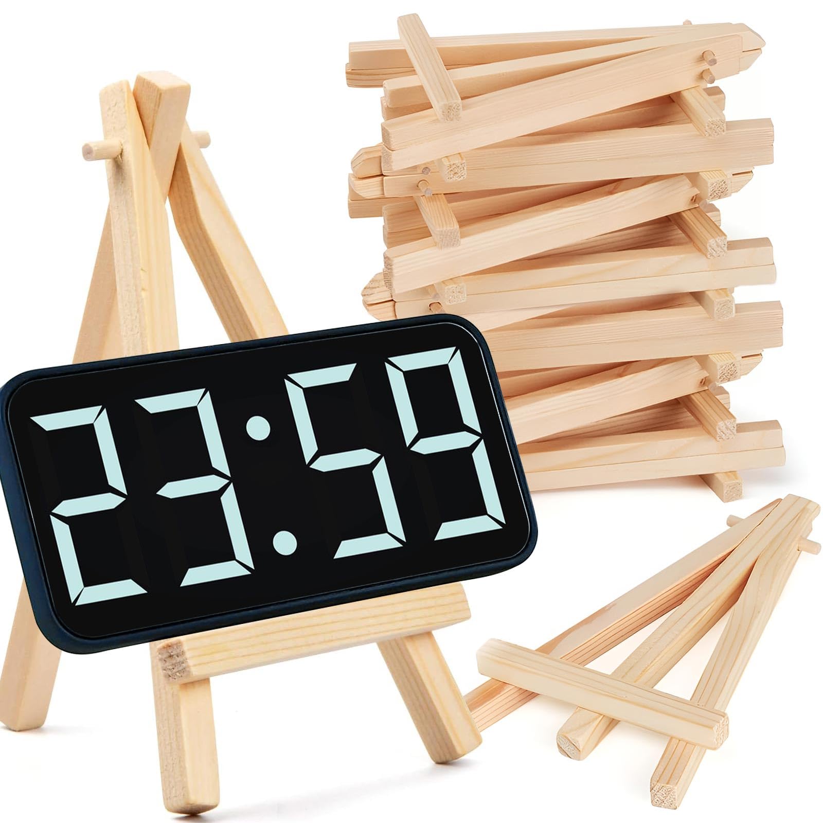 12 Cavalletti In Legno Aisamco 19cm - Supporto Per Tele, Foto E Biglietti Da Visita - Foto 3