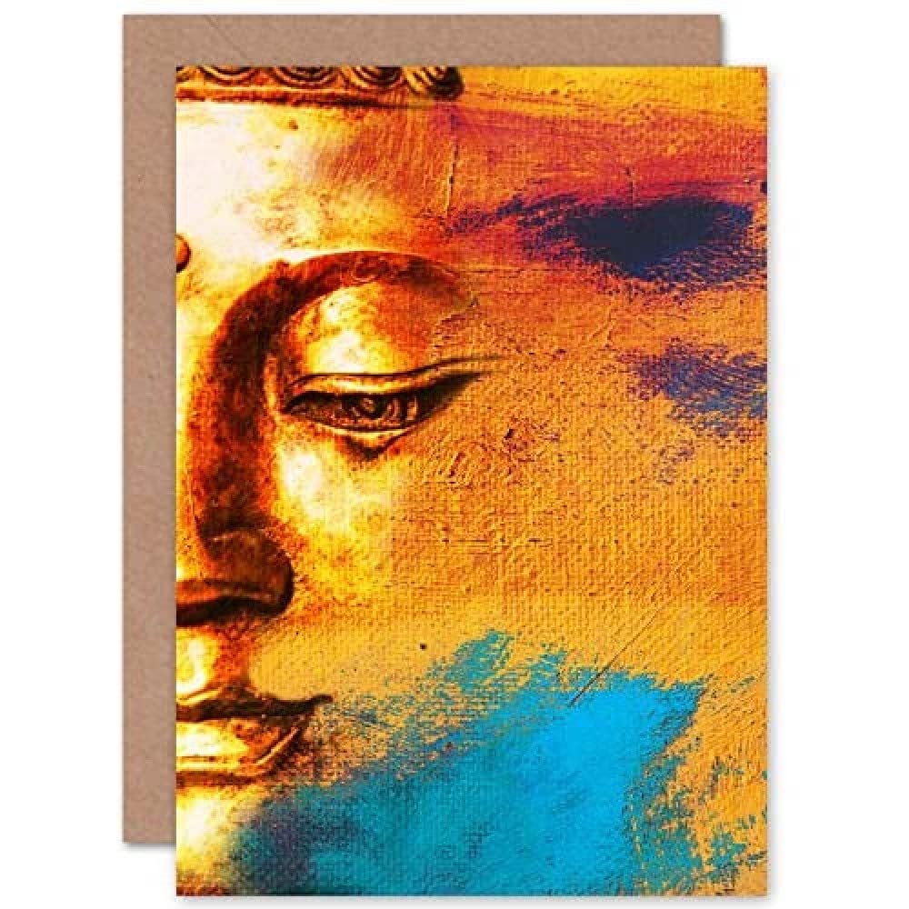 Buddha Face Gold Collage Card With Envelope