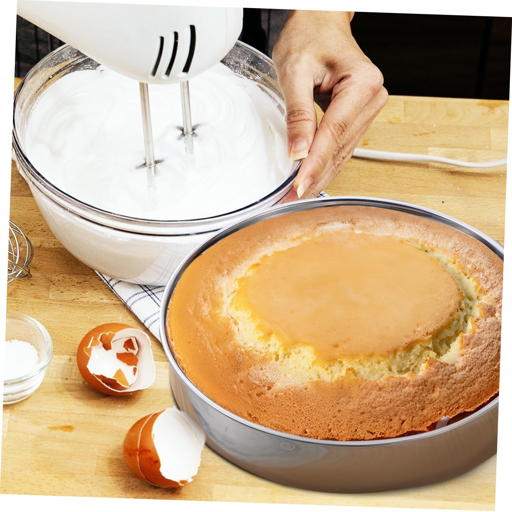 ULTECHNOVO Moule à Gâteau Rond en Acier Inoxydable 2 Pièces Argenté | Finition Polie, Résiste aux Hautes Températures, Nettoyage Facile, Compatible Cuisson Vapeur