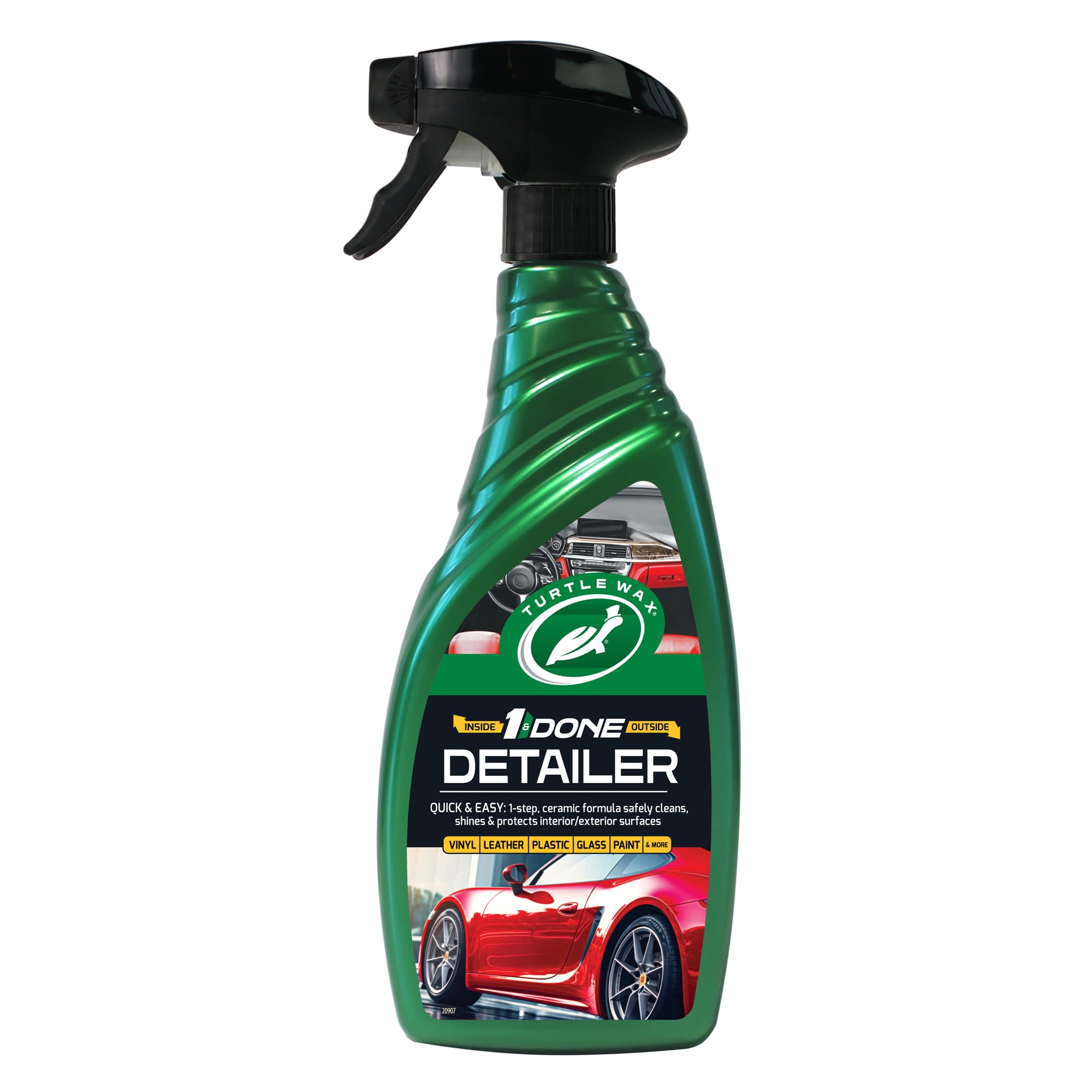 Turtle Wax 1 & Done Interior & Exterior Car Detailer, All-In-One Solution Quickly Cleans Car Paint, Plastic, Glass, Wheels & More, Inside & Out Application, Boosts Shine, UV Protection, 750ml