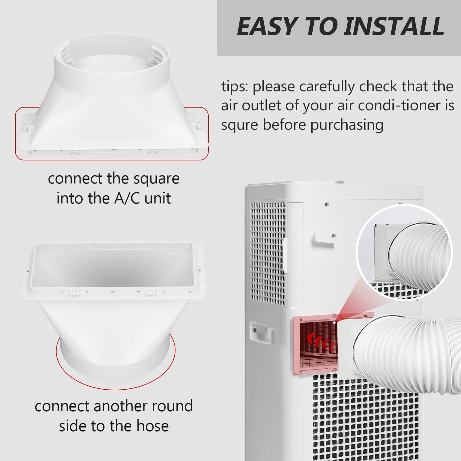 Tissting Air Conditioner Hose Exhaust Coupler 5in Portable AC Hose Connector Clockwise and Counter Clockwise Threads Hose Adapter for AC Exhaust Port