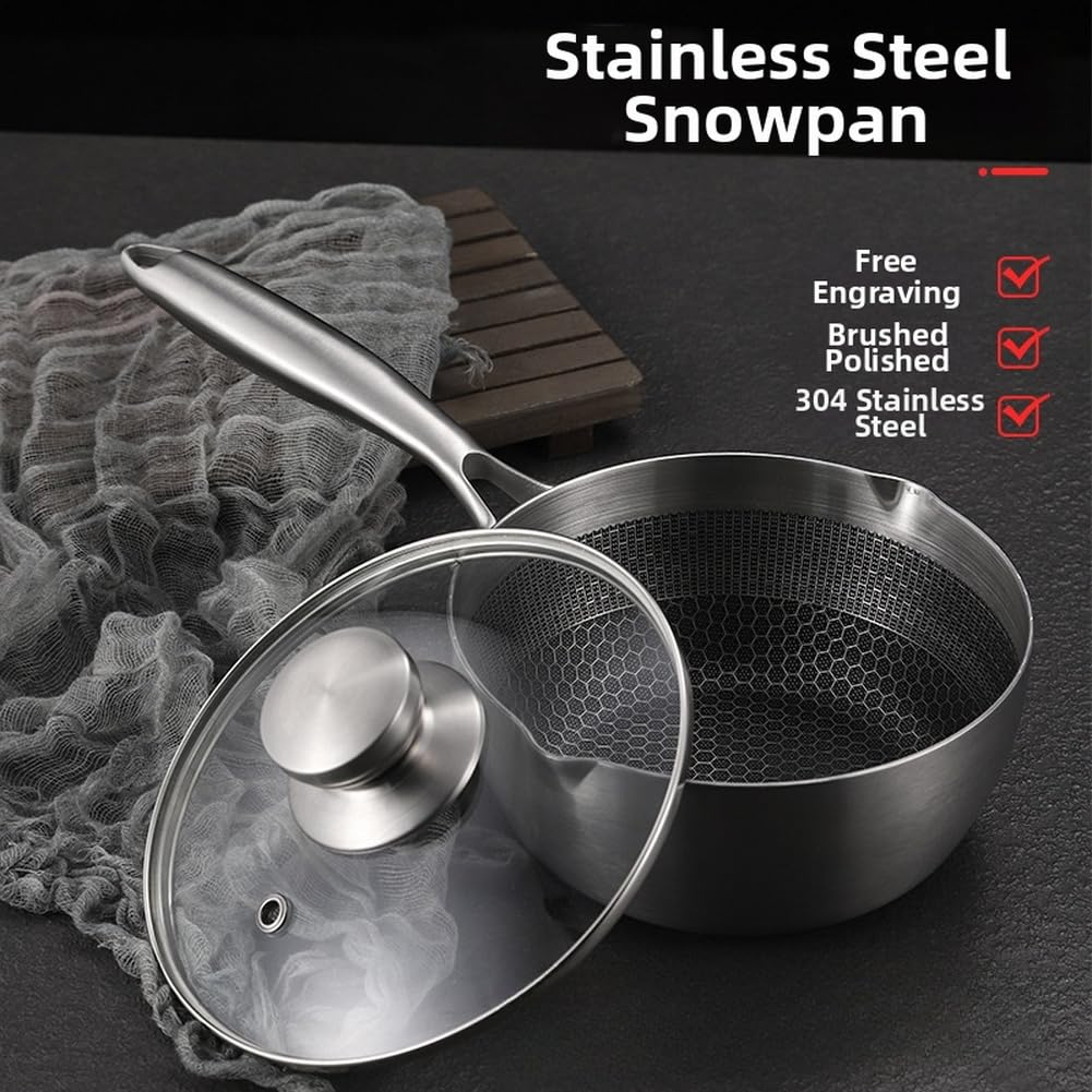 Cazo para leche para acero 304 18cm Tapa Vidrio Inducción Cazo
