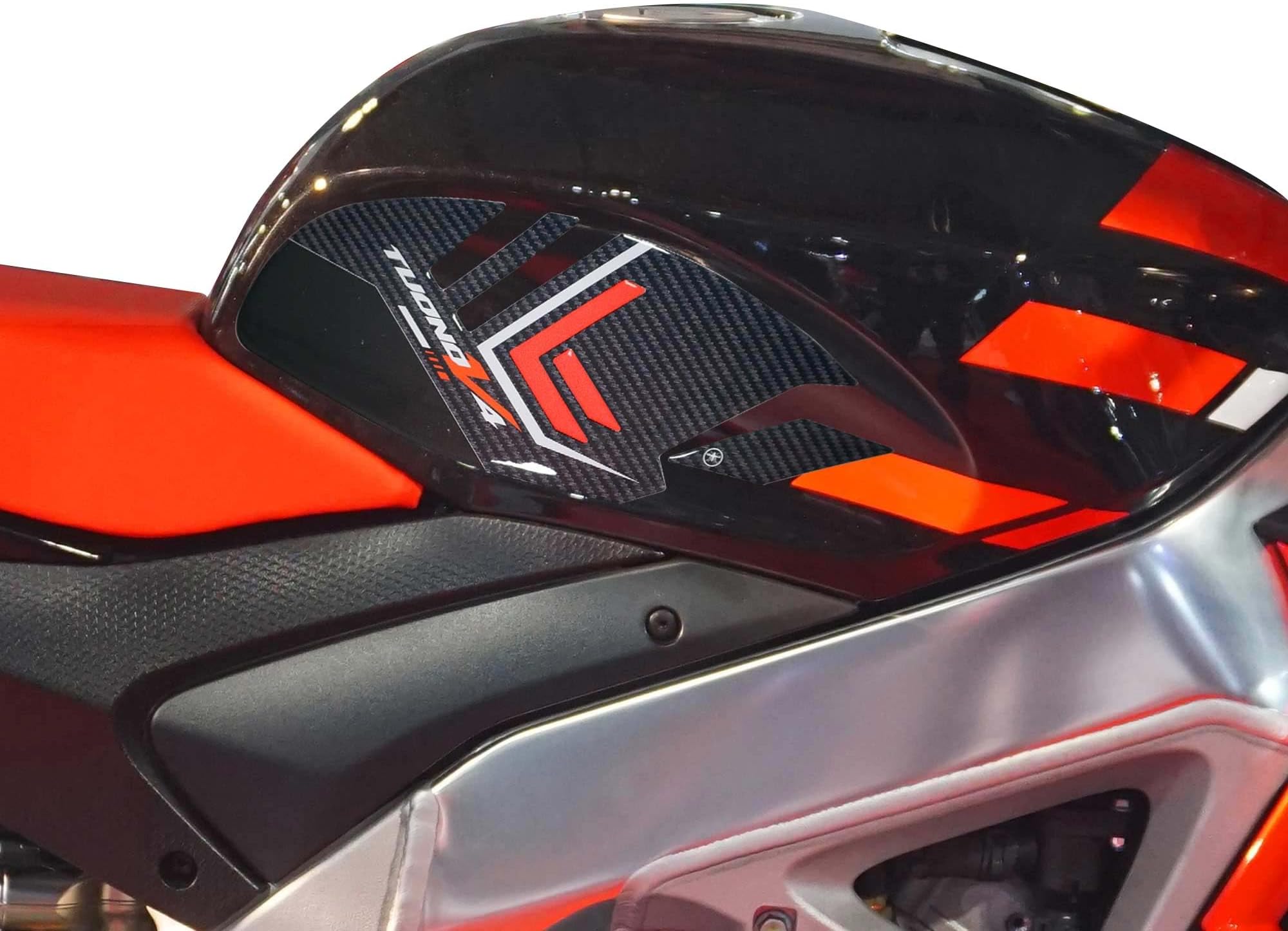 labelbike - 3D Stickers Motorcycle Fuel Tank Sides Protection and Decoration in Resin Compatible with Aprilia Tuono V4 and V4 Factory 2021-2022 Color Red Carbon Black Gray