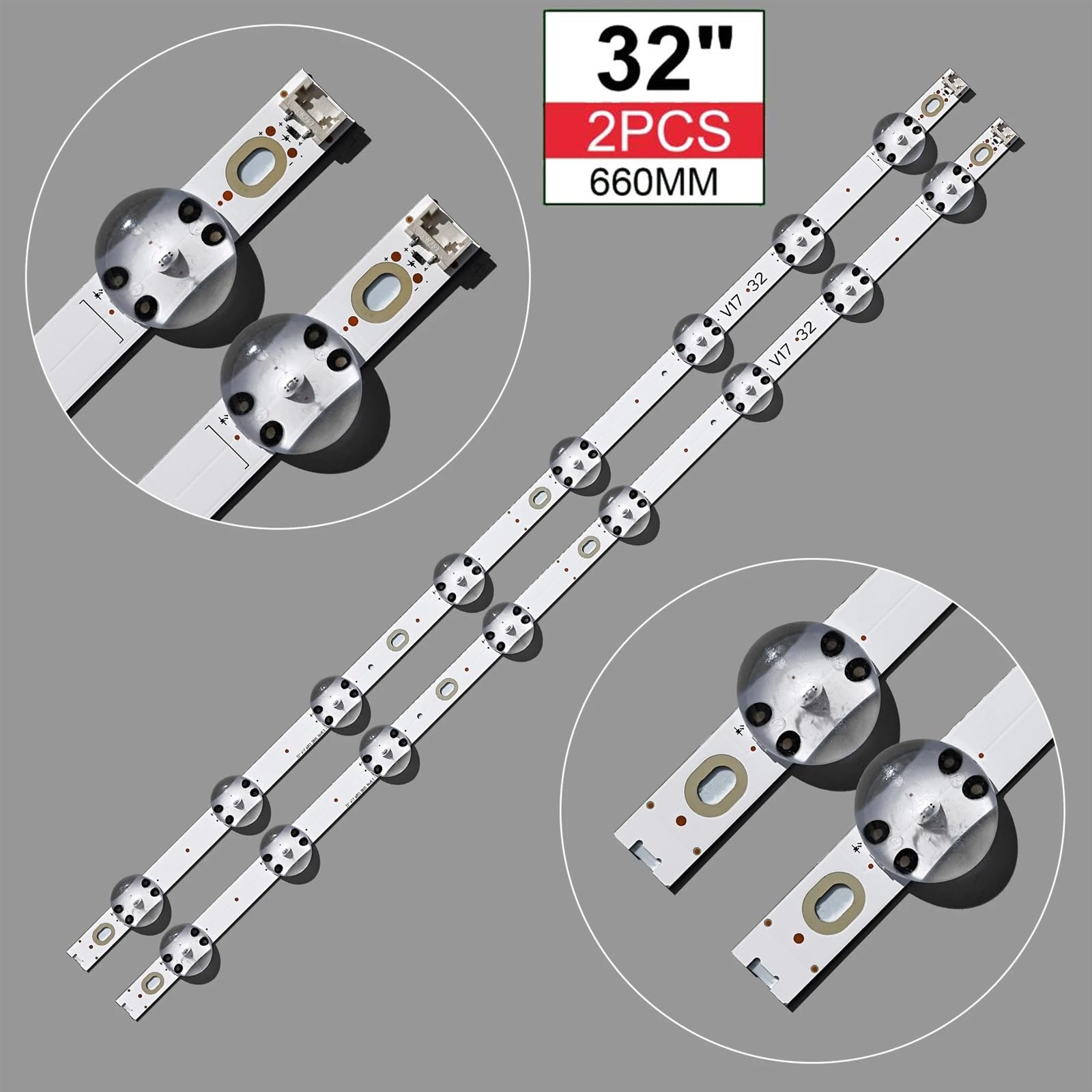 2 Stück/Los 8LED 660 mm LED-Hintergrundbeleuchtungsstreifen für 81,3 cm (32 Zoll) V17 32 ART3 2855