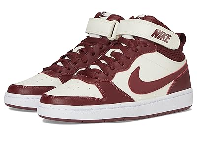 Nike Kids Court Borough Mid 2 (Big Kid) Kids Shoes Soft Pearl/Dark Team Red : 7 Big Kid M, Leather