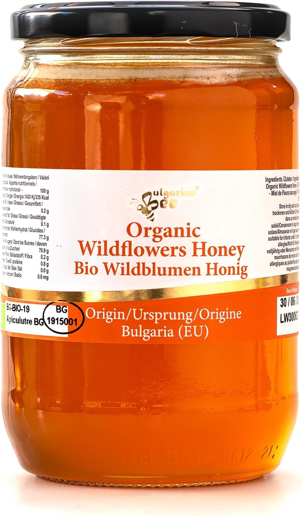 900 g Organic Wildflower Honey – Pure, Unheated, Single Source – Rich Taste & Natural Flavour – 100% Raw & Unprocessed – Premium Quality, Sustainably Harvested (900, Wildflowers)