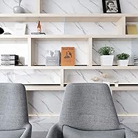 Vista 5 de LACHEERY Papel de contacto de mármol blanco brillante de 160 x 24 pulgadas de ancho, papel de contacto para encimera, papel de contacto impermeable