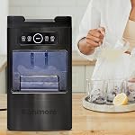 Kenmore Front Load Ice Maker – Machine à glaçons Domestique, Nugget Ice Maker Makes 9 Pebble in 6 Mins, Portable Self‑Cleaning Ice Machine, 26 Lbs/Day, Stainless Steel Black