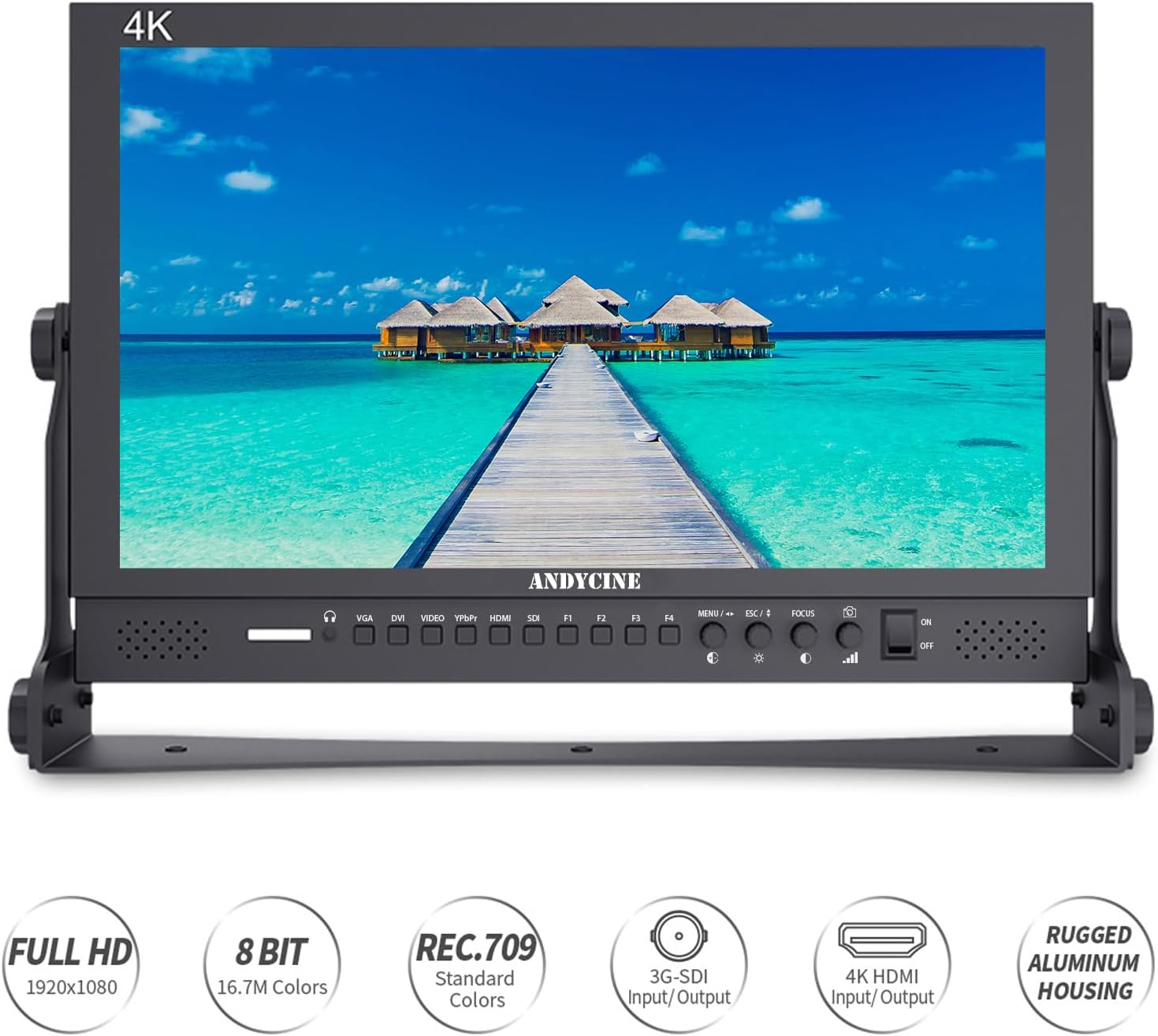 ANDYCINE C173S 17.3 Inch 1920x1080 Resolution 4K HDMI 3G-SDI Input and Output Broadcast Production Monitor,Desktop Director‘s Monitor with YPbPr, Video