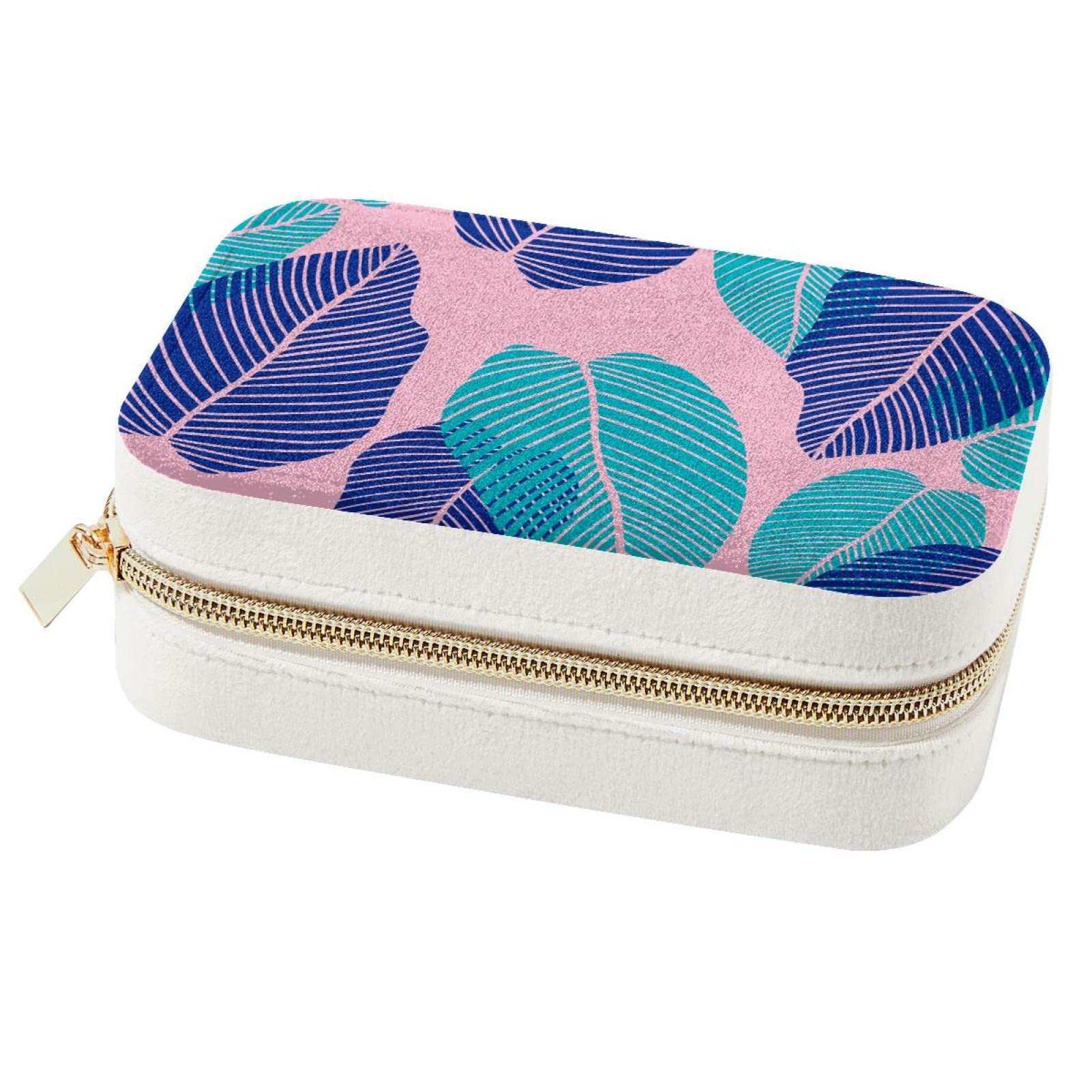 Boîte à bijoux de voyage en vacances | Organiseur portable motif feuille pour bagues