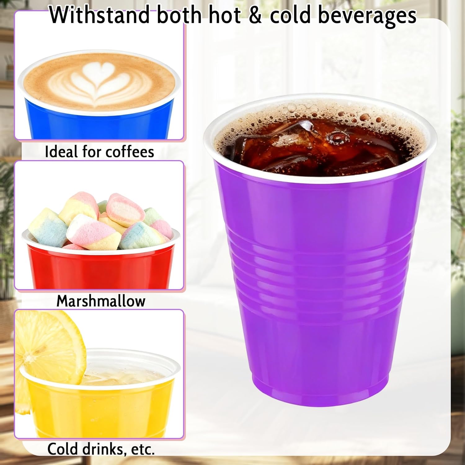 Kochorie 60 Pieces 16 oz Plastic Cups Assorted Colors Disposable Party Cups Drinking Cup Bulk for Party Holiday Birthday Wedding Festive Celebrations - Image 4