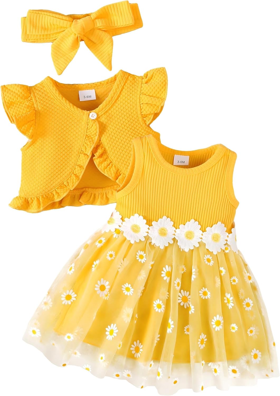 Renotemy Newborn Baby Girl Flower Dress Toddler Boho Tutu Tulle Dress Princess Wedding Birthday Party Dresses for Girls 3M-3T