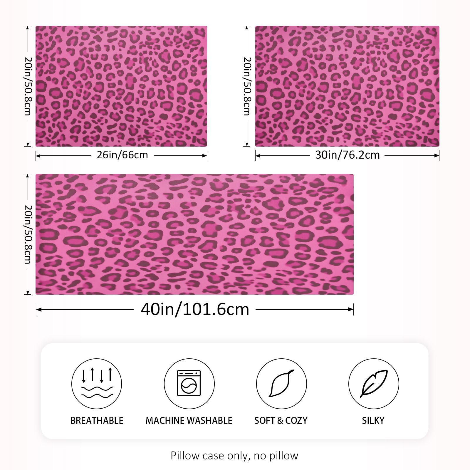 Zhirexin Leopard Satin Pillowcase, Smooth and Cool Silk Pillow Case, Soft and Breathable Envelope Closure Silk Pillowcase for Hair and Skin,Queen Size 20 x 30in