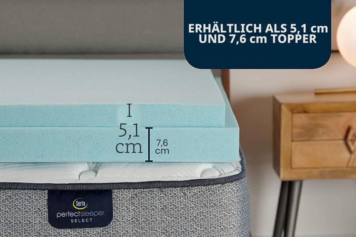 Serta ThermaGel kühlende, druckentlastende Matratzenauflage aus Memory-Schaum, 5,1 cm, Twin XL, Blau