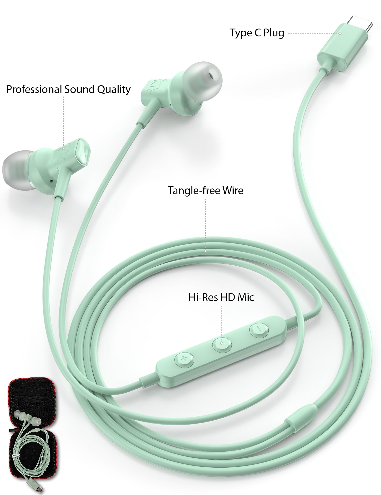 USB C Earbuds for Google Pixel 9 10 Pro XL Fold 8 8a 7 7a 6a Wired Android Headphones with Clear Call Mic Noise Isolating HiFi Stereo in Ear Type C Earphones for Samsung Galaxy S25 Ultra S24 S23 5G