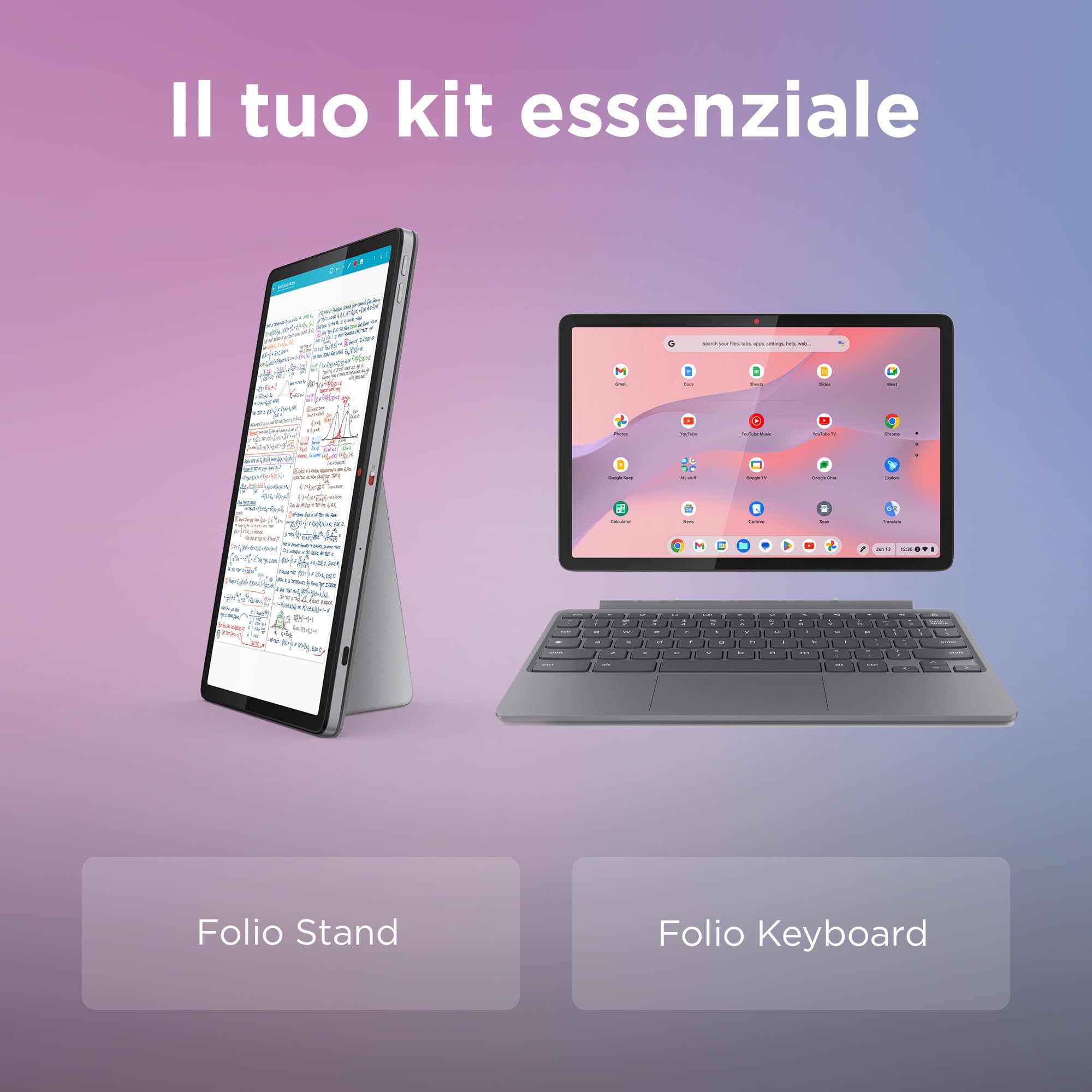 Lenovo Duet Chromebook 11" Touch IPS 128GB 8GB RAM Chrome OS Folio Stand Tastiera Notebook Tablet Convertibile MediaTek Kompanio 838