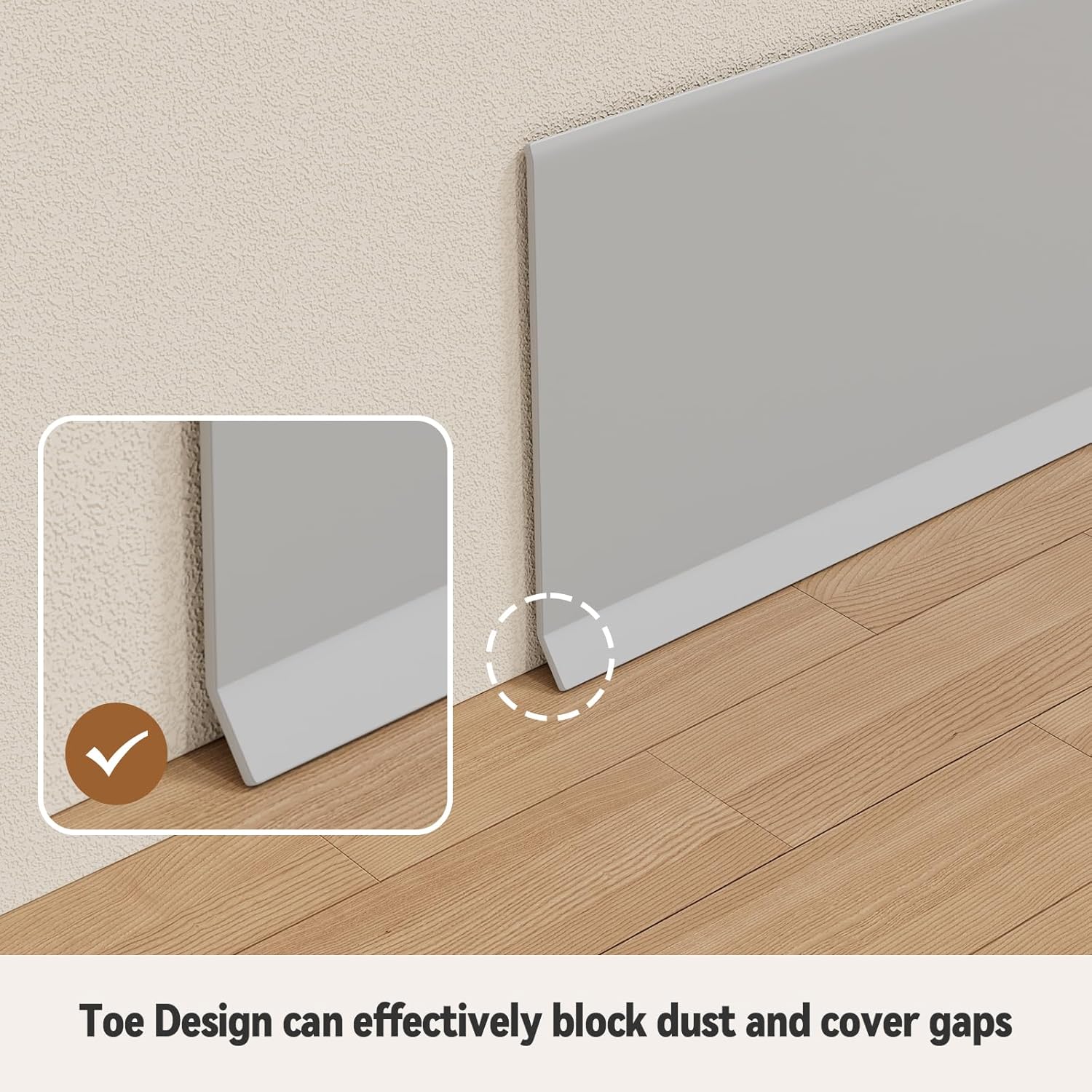 INMOZATA Vinyl Baseboard Molding Trim Peel and Stick, 4" x 60Ft Flexible Strong Self Adhesive Wall Base Floor Decoration Molding Trim for Kitchen Garage Home Office (Gray)