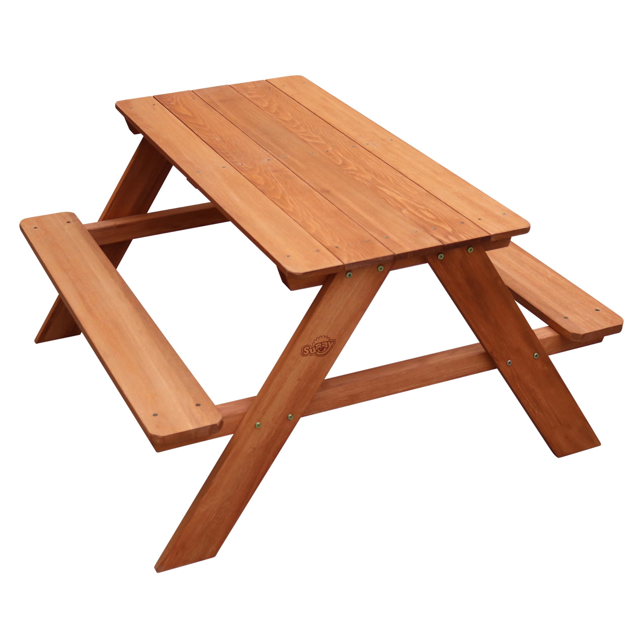 Sunny Dave Table Pique Nique en Bois, Marron | Table De Pique Nique Enfant pour Le Jardin, Table Picnic, Table Picnic Bois - 89 X 89 X 50,5 Cm
