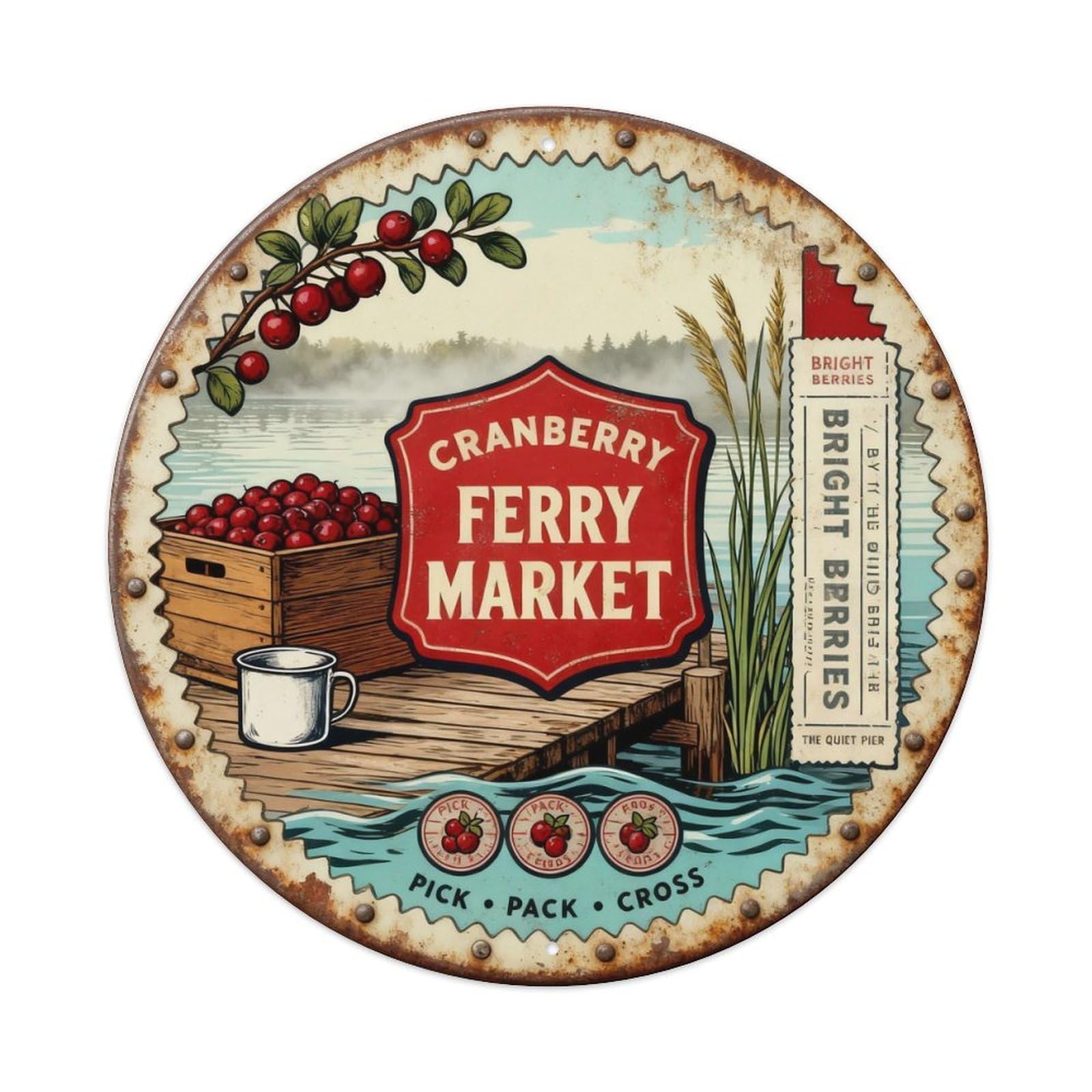 Cranberry Ferry Market Sign Metal Tin Sign Plaque