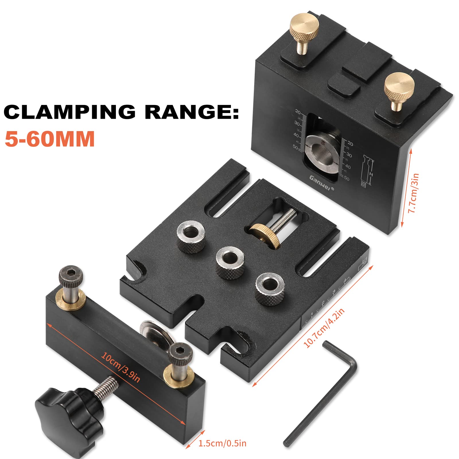 6/8/10/15mm Maschera di foratura per costruzione di mobili, pratico ausilio per tasselli, 3-in-1 Jig per doweling per lavorazione del legno, buchi per tasselli precisi con clip di
