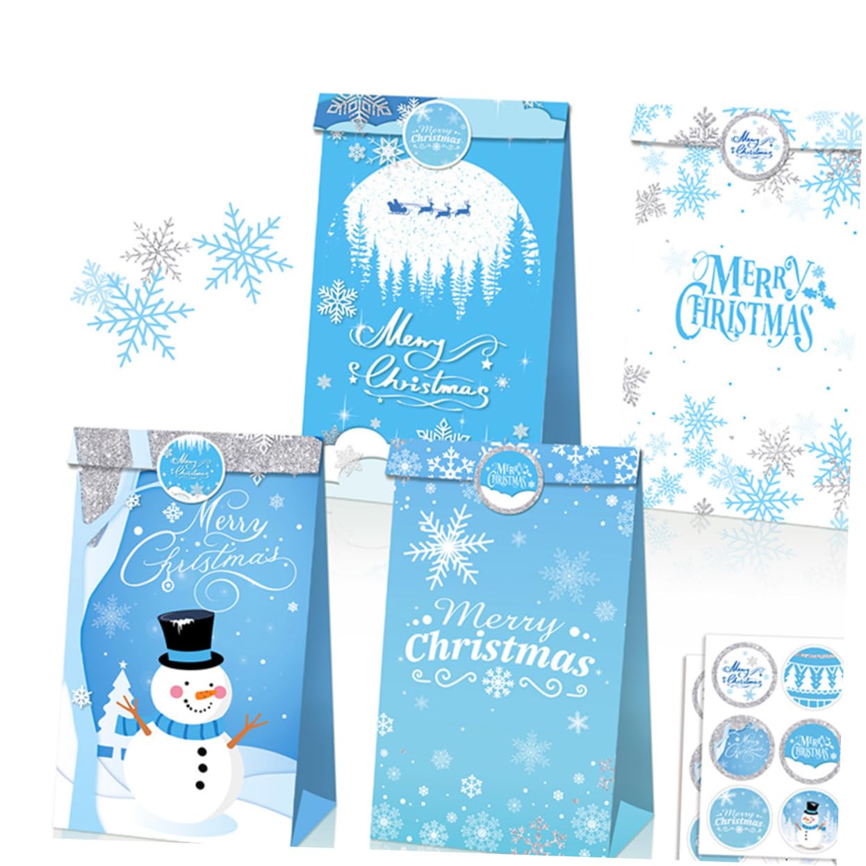 100 Fogli Adesivi natalizi adesivi per regali da forno con sigillo avvolgente stickers scrapbooking per pacchetti etichette adesive fai da te di tenuta Blue VILLCASE