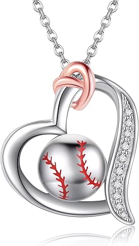 YAFEINI VoleibolBéisbolBaloncestoTenisFútbolGolfCollar 925 Plata Plata Corazón Deportes Colgante Joyería Regalos para Mujeres