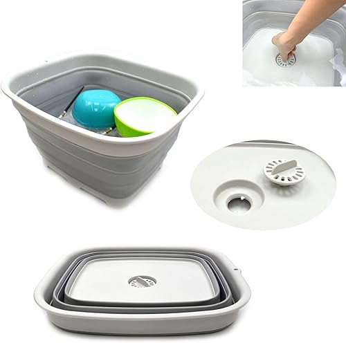 Miniatura 2 de SAMMART Bandeja plegable de 15 litros (3.9 galones) con tapón de drenaje, lavabo plegable, bañera portátil para lavar platos, bandeja de