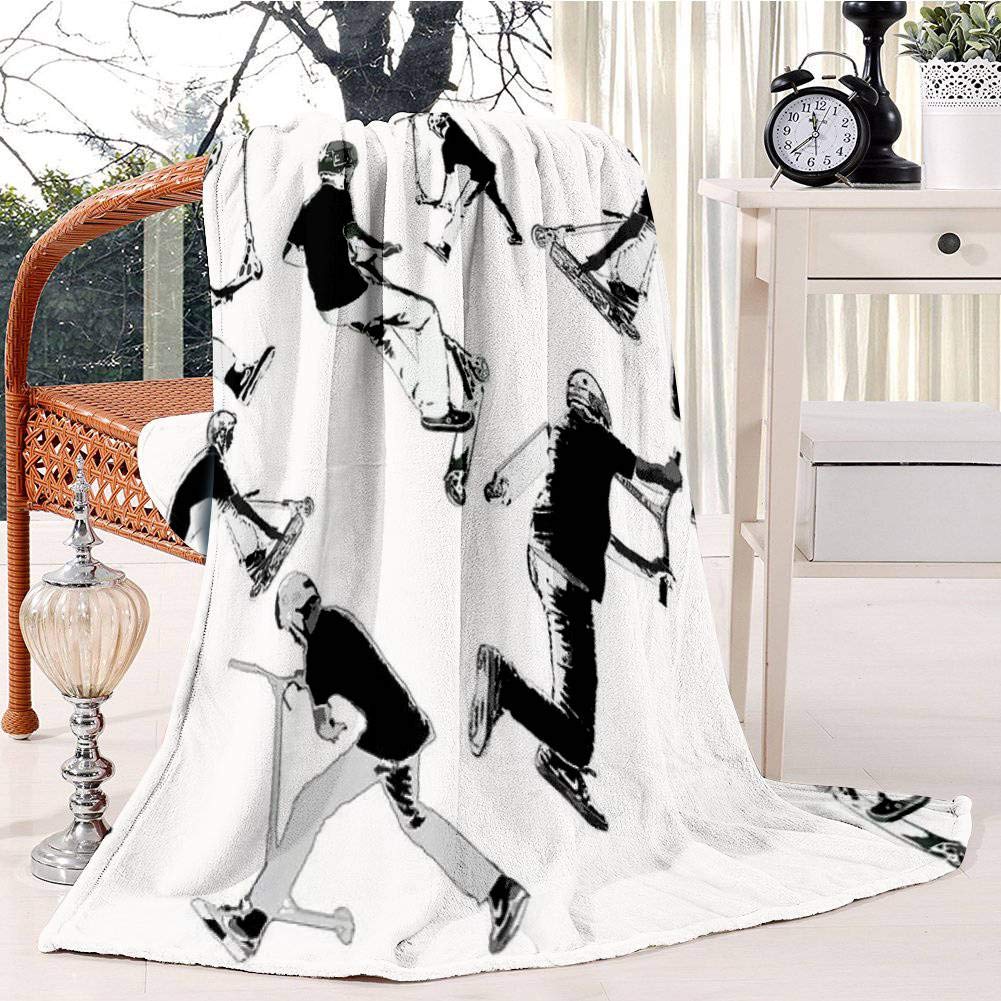 Airtime! Stunt Scooter Fun Bed Blanket Plush Velvet Soft Warm Blanket Lightweight Microfiber Cozy Blanket Christmas Blanket for Bed Couch Chair Sofa, 130x150cm