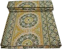 Vista 4 de V Vedant Deisgns Suzani Print Queen - Colcha de algodón Kantha hecha a mano, 90 x 108 pulgadas, color negro