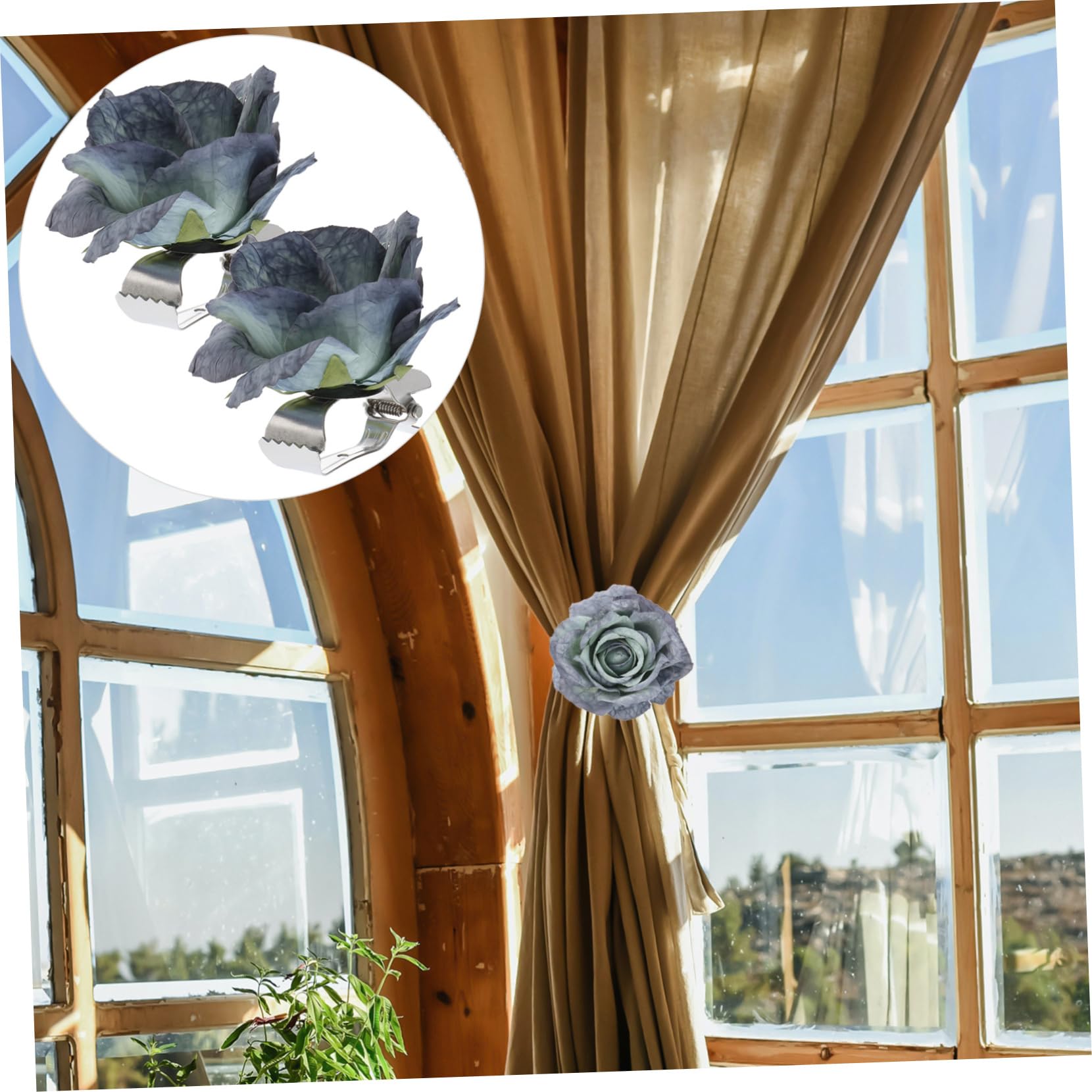 Alipis 8pièces Pince à Rideaux Décorative avec Clips Liens Modernes pour Décoration De Fenêtres Couleur Bleue