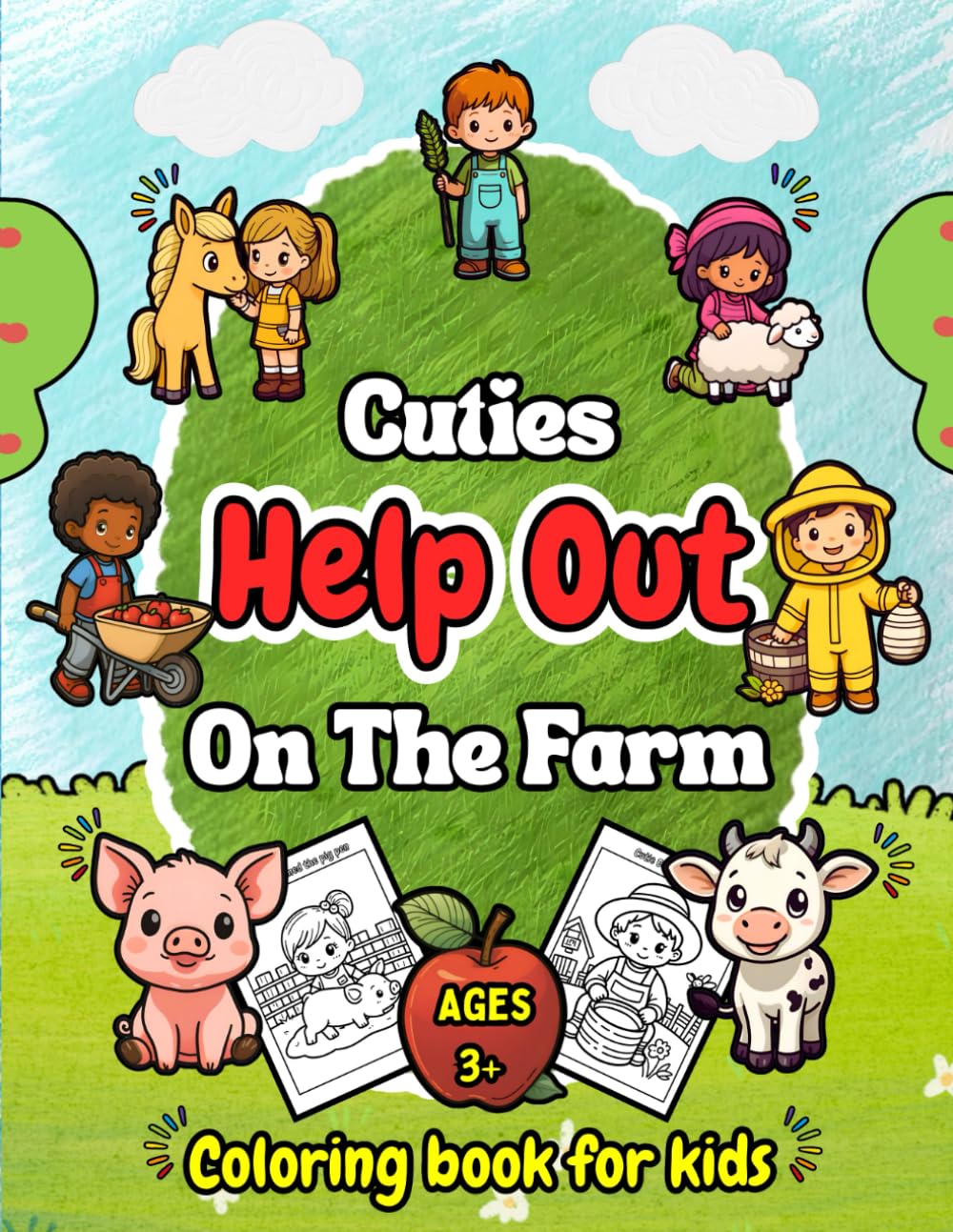 Cute Farm Coloring Book For Kids: Fun Offline Children's Book