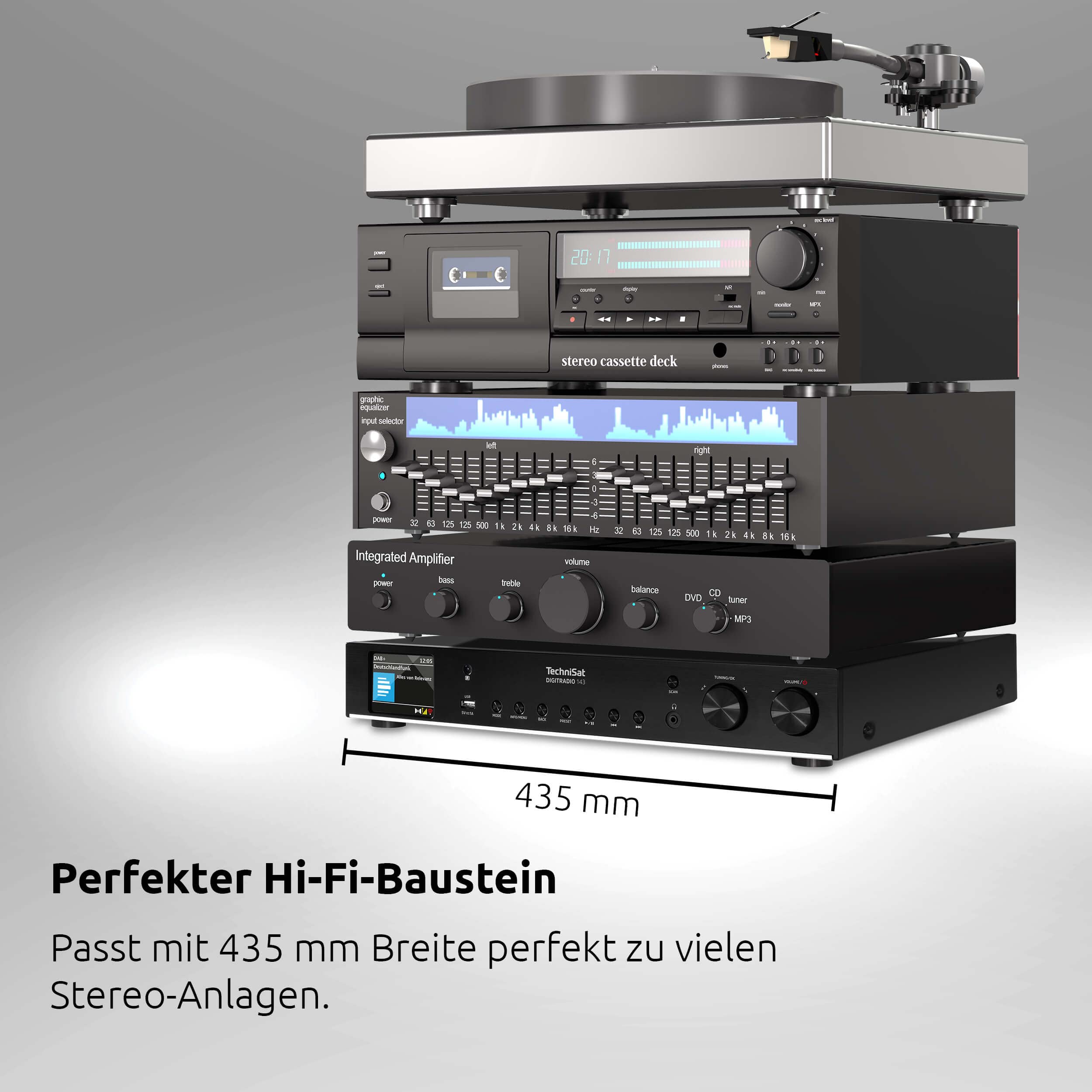 TechniSat DIGITRADIO 143 (V3) HiFi-Tuner Internetradio DAB+ Digital-Radio Bluetooth-Audio-Streaming Spotify Connect Schwarz