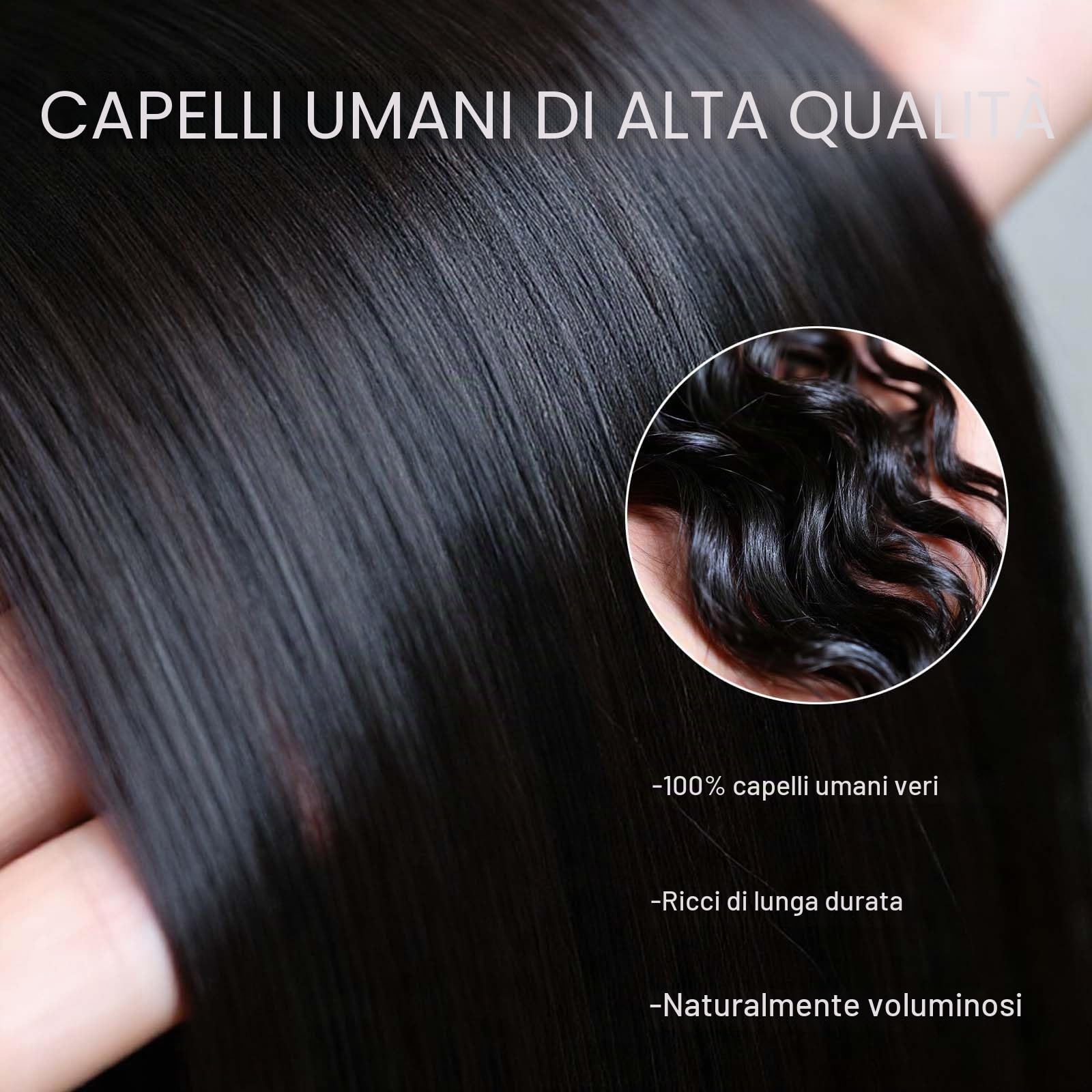 Capelli veri, 30 cm, base in seta ondulata, per donne con capelli diradanti, extension a clip con cuoio capelluto realistico, 7 x 10 cm, piccola copertura superficiale, marrone scuro