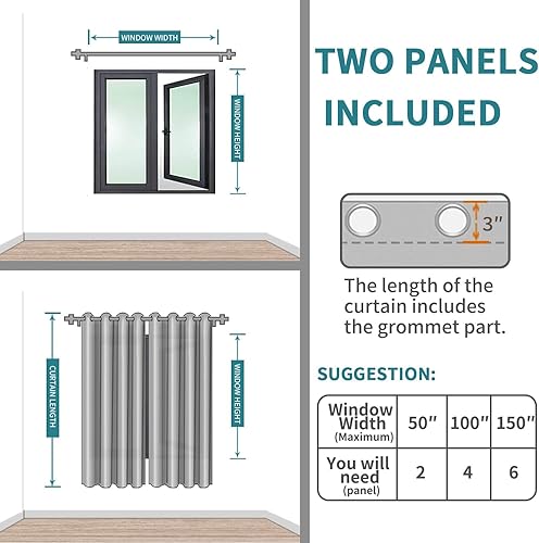 Miniatura 7 de BGment Cortinas para oscurecer la habitación de 84 pulgadas de largo, cortinas opacas con aislamiento térmico con ojales y línea ondulada y puntos