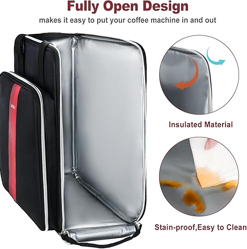 Miniatura 3 de LEFORZ Bolsa de viaje para cafetera, compatible con Keurig K-Mini o K-Mini Plus, funda de transporte para cafetera de una sola porción con múltiples