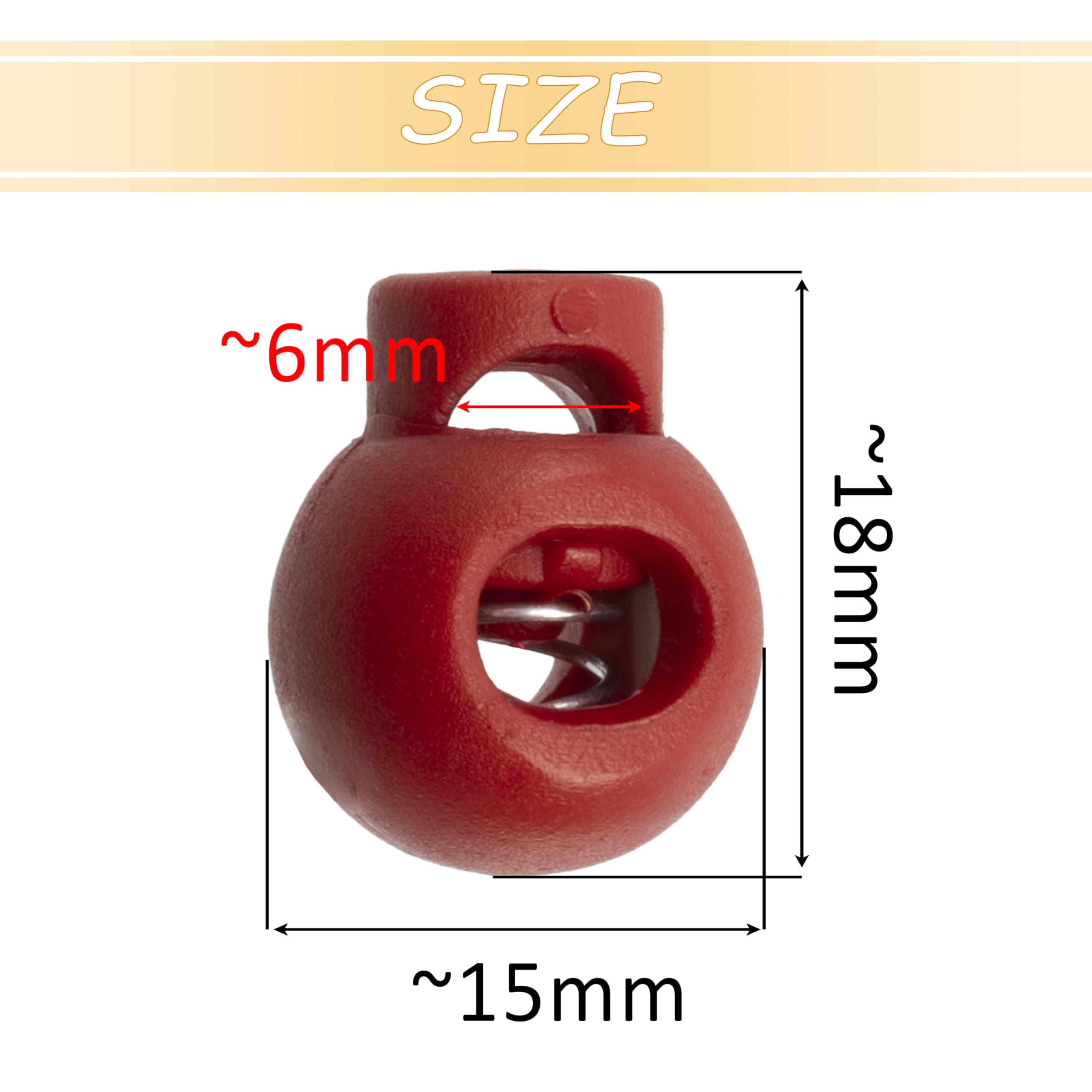 AERZETIX - Lot De 12 Bloque-cordons à Ressort - 2 Trous - Couleurs écru, Bleu Foncé, Rouge - Pour Lacets, Vêtements DIY - 5