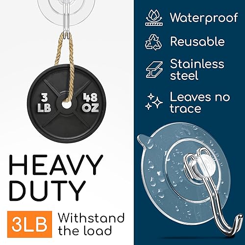 Miniatura 3 de GLUIT Ganchos de ventosa  Ganchos de pared de utilidad para todos los propósitos, acero inoxidable extraíbles pequeñas ventosas para cocina, baño,