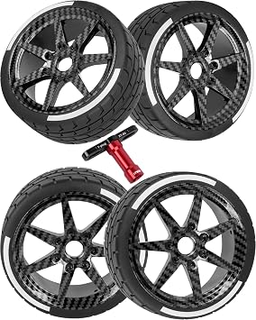 RC Wheels and Tires Buggy Tires for 1/8 Typhon 6S BLX,1/7 Infraction 6S BLX,Limitless,17mm Hex PreGlued RC Buggy Tires and Wheels with Foam Inserts,4pcs,Black Carbon Surface